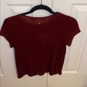Cropped red soft and sexy t-shirt